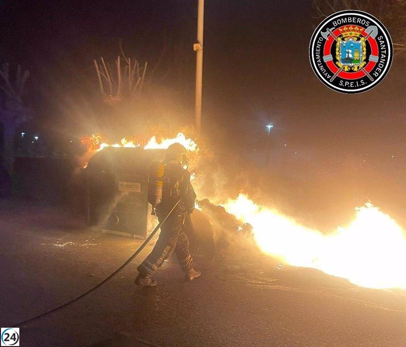 Cinco contenedores incendiados durante la noche en Santander