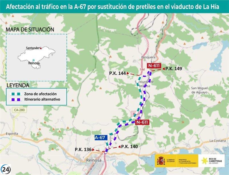 Cierre de la calzada derecha en la A-67 entre Reinosa Norte y Santiurde.