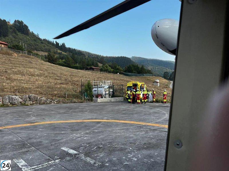 Una niña de 11 años es evacuada en helicóptero por un traumatismo cervical en piscina de Liébana.