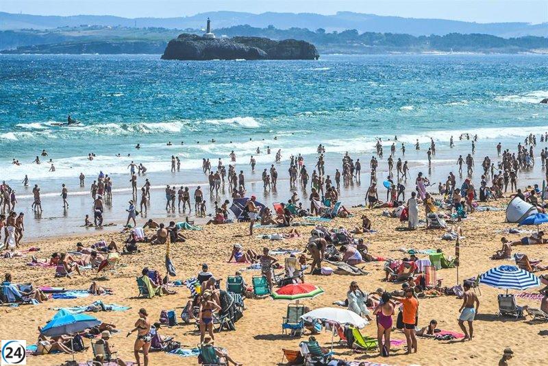 Calor extremo en Cantabria: Castro y Treto alcanzan temperaturas récord de 38,8 y 38,2 grados.